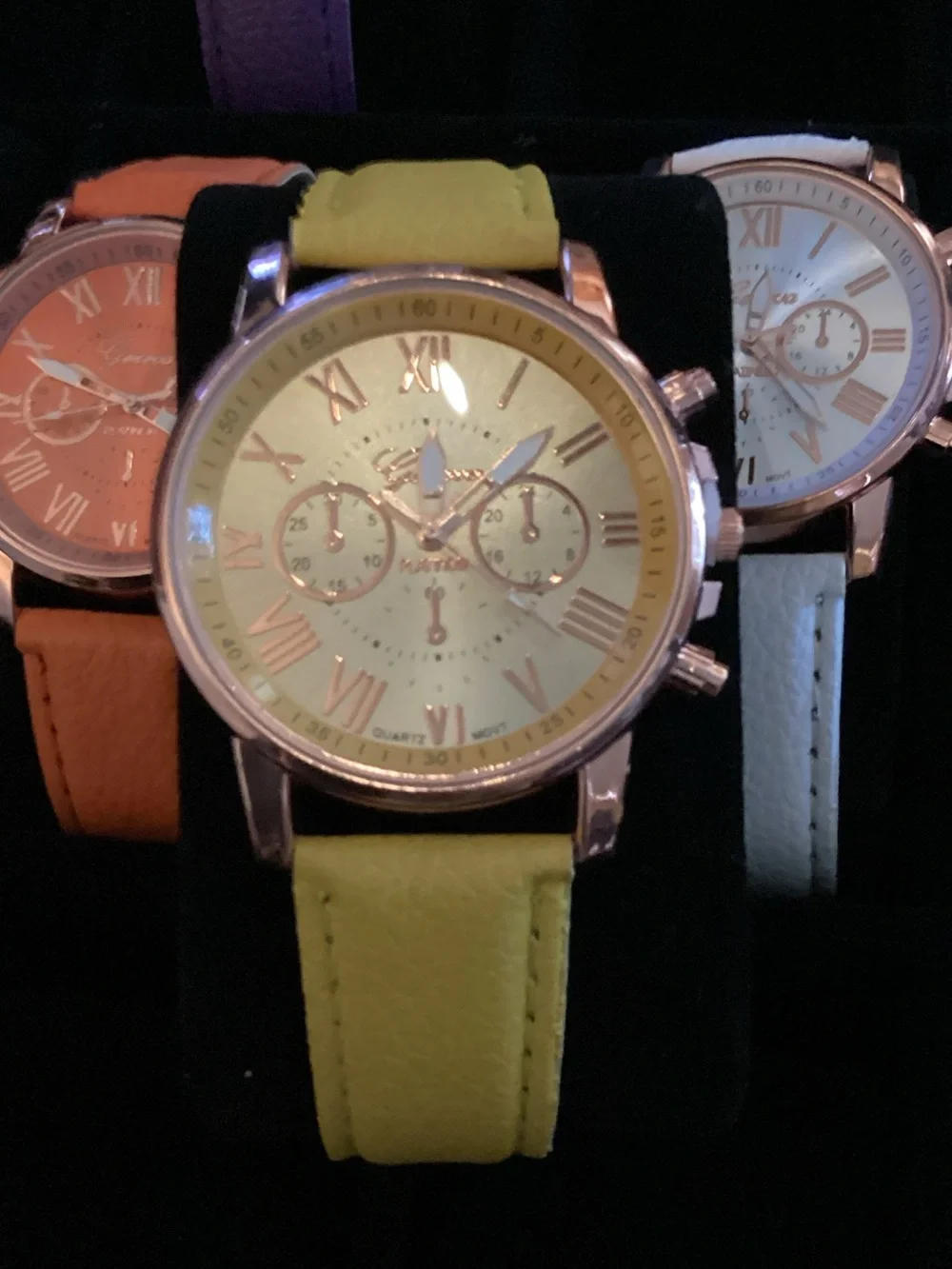 Geneva Platinum Women's Multicolor Leather-Style Strap Watch individual